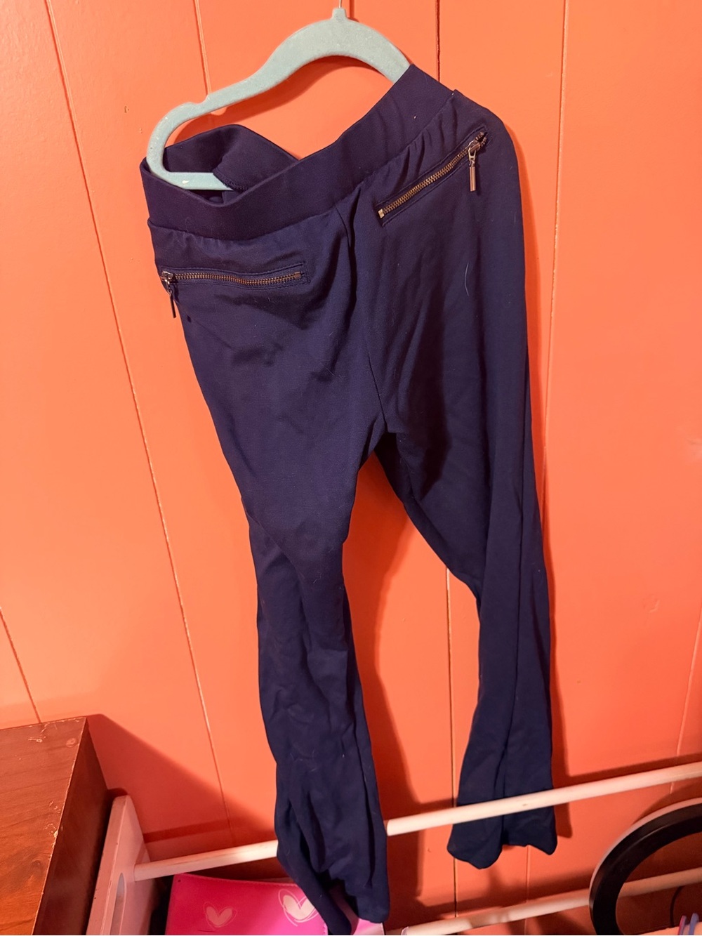 George Navy Leggings with Gold Zip Pocket Accents